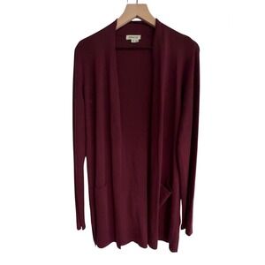 Orvis Women's Wool Blend Maroon Open Front Cardigan- Medium
